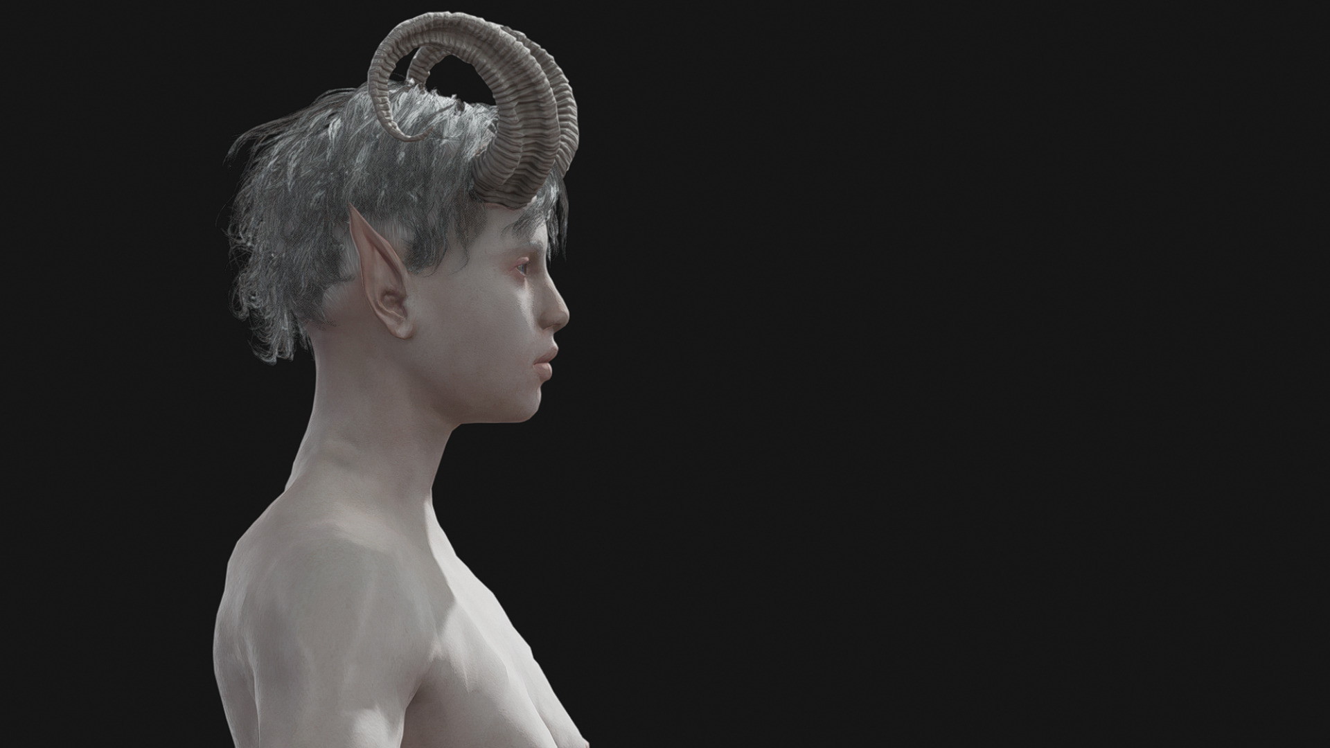 Albino Female Faun Low-poly 3D model_7