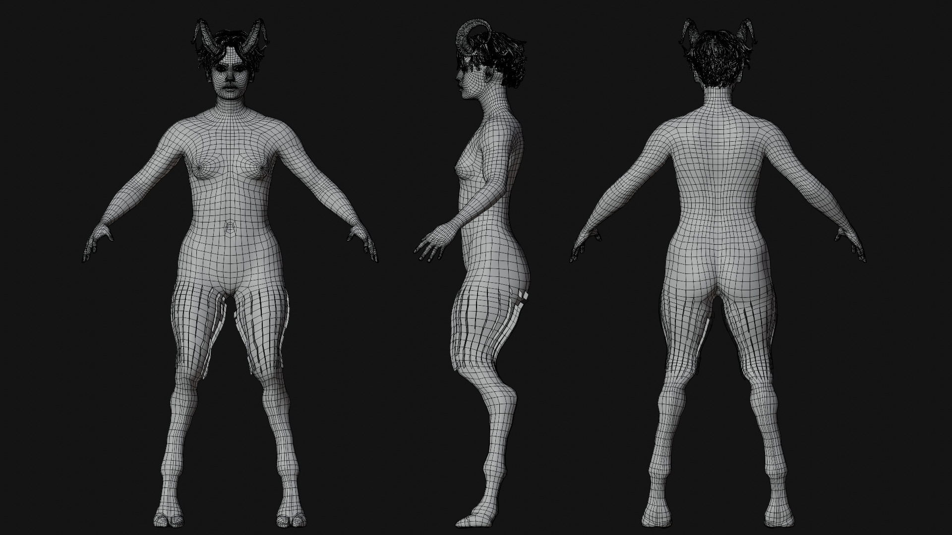 Albino Female Faun Low-poly 3D model_2