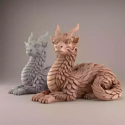 3D Dragon Sculpture Model for Home Decor - STL File 3D print model