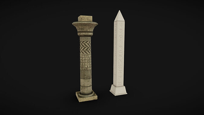 Egyptian Pillars Low-poly 3D model