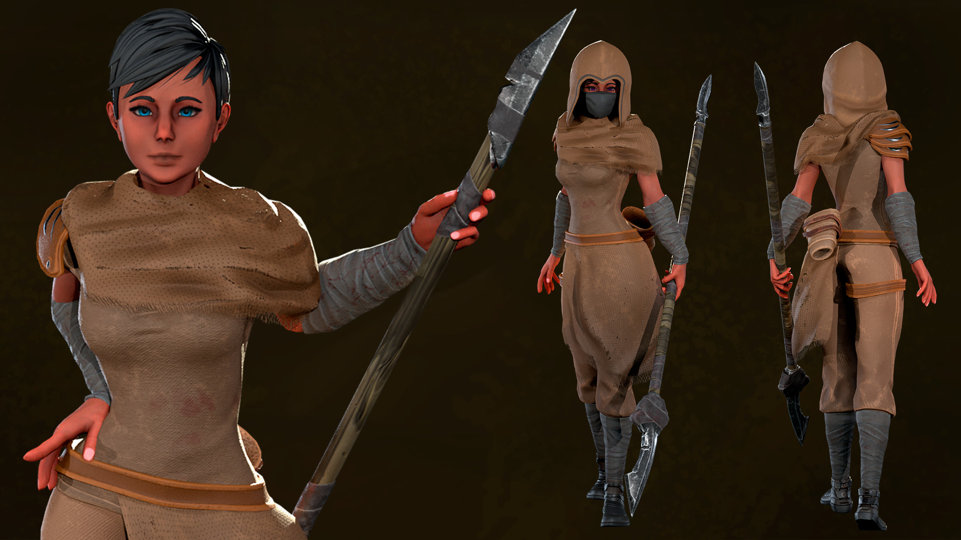 Desert Hunters Low-poly 3D model_5