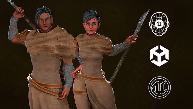 Desert Hunters Low-poly 3D model