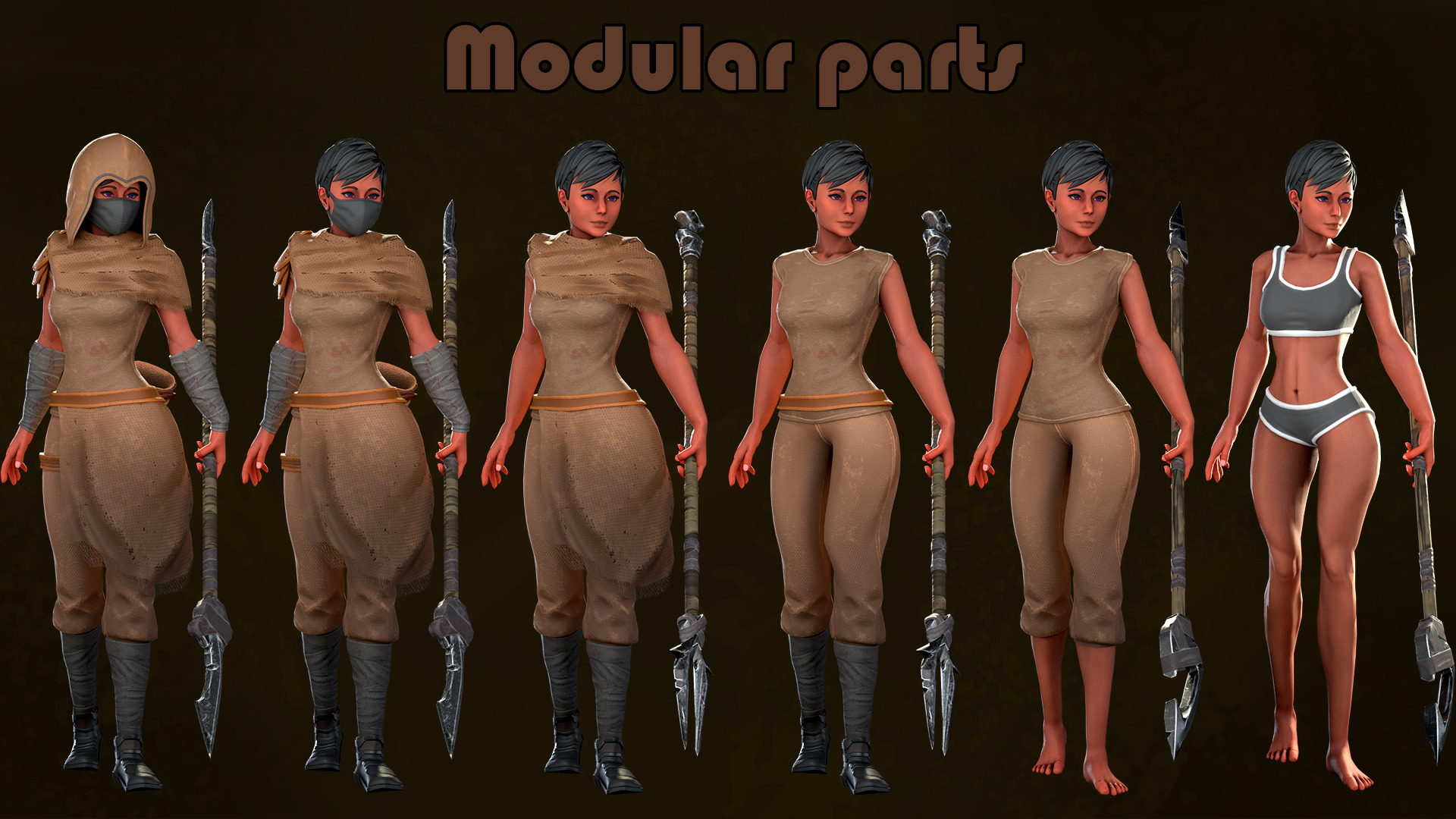 Desert Hunters Low-poly 3D model_6