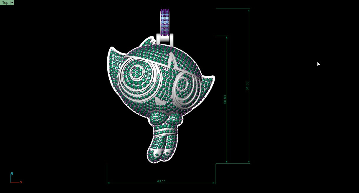 PowerPuff Girl 2 With Diamond Iced Out 2 Inches 3D Model 3D print model_7