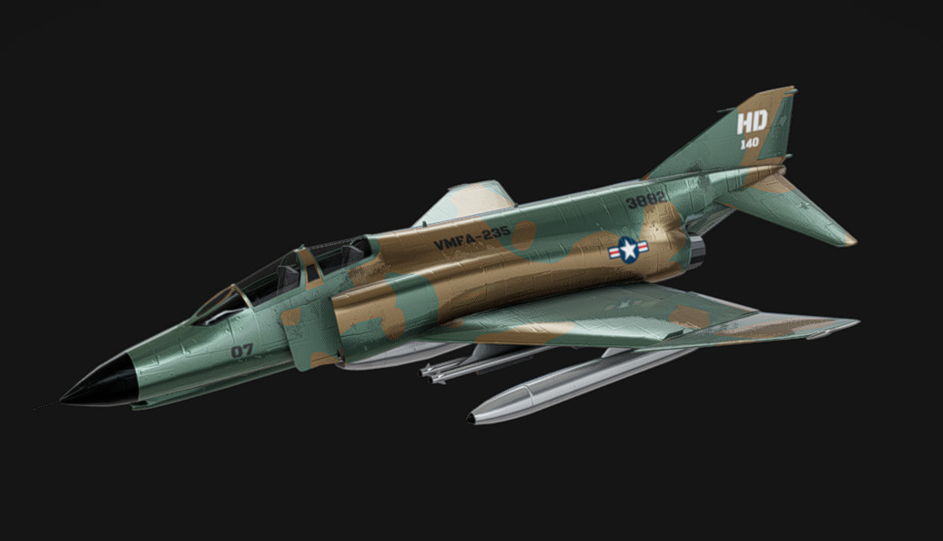 F-4 Phantom Low-poly 3D model_3