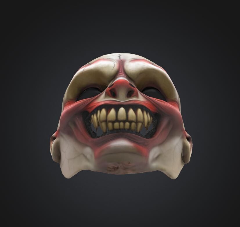 Horror Clown Face Mask - Prom Wolf Embroidered Mask 3D print model_32