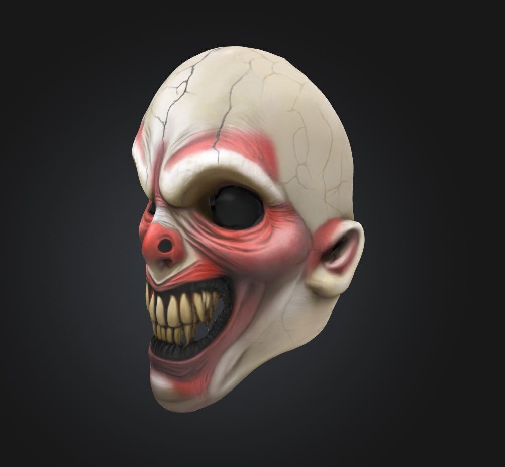 Horror Clown Face Mask - Prom Wolf Embroidered Mask 3D print model_21