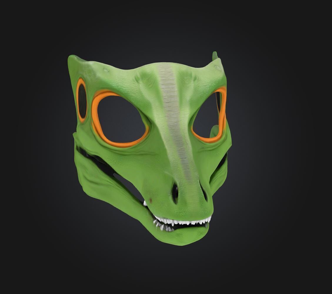 Dinosaur Trex Face Mask - Prom Jurrasic Park Embroidered Mask 3D print model_59