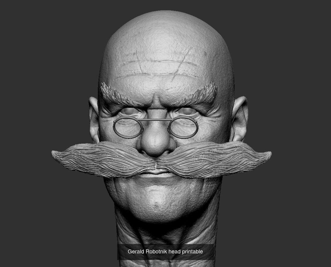 Dr Robotnik and Gerald Robotnik heads Jim Carrey 3d printable 3D Model Collection_2