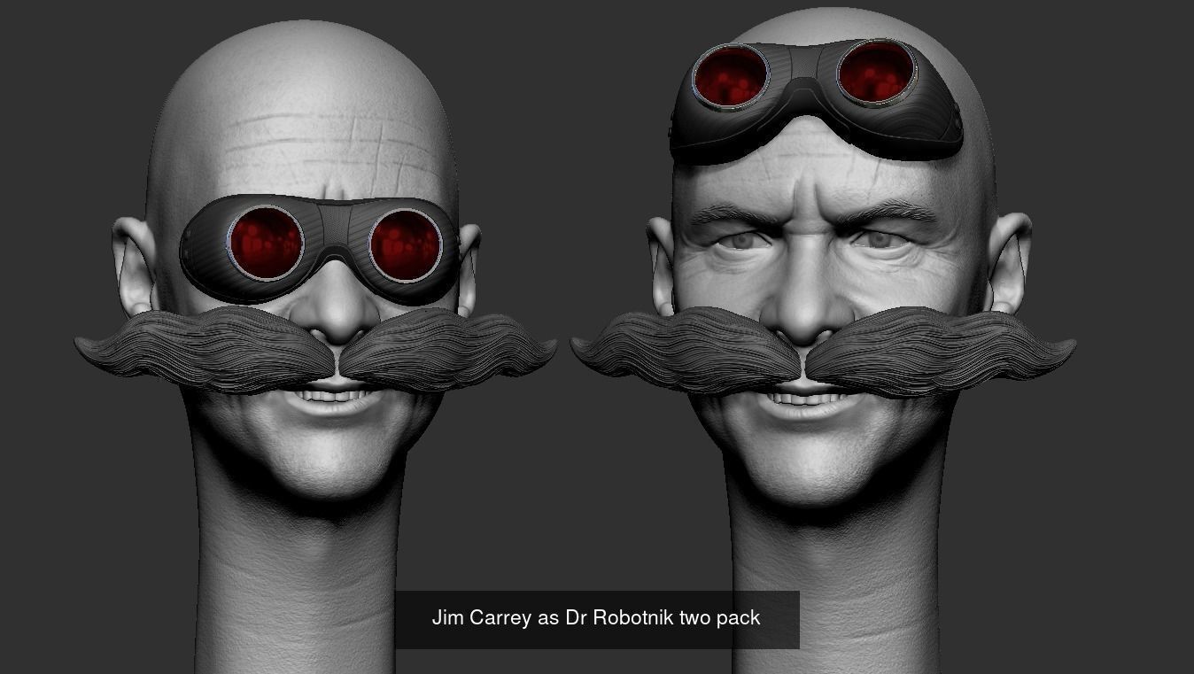 Dr Robotnik and Gerald Robotnik heads Jim Carrey 3d printable 3D Model Collection_1