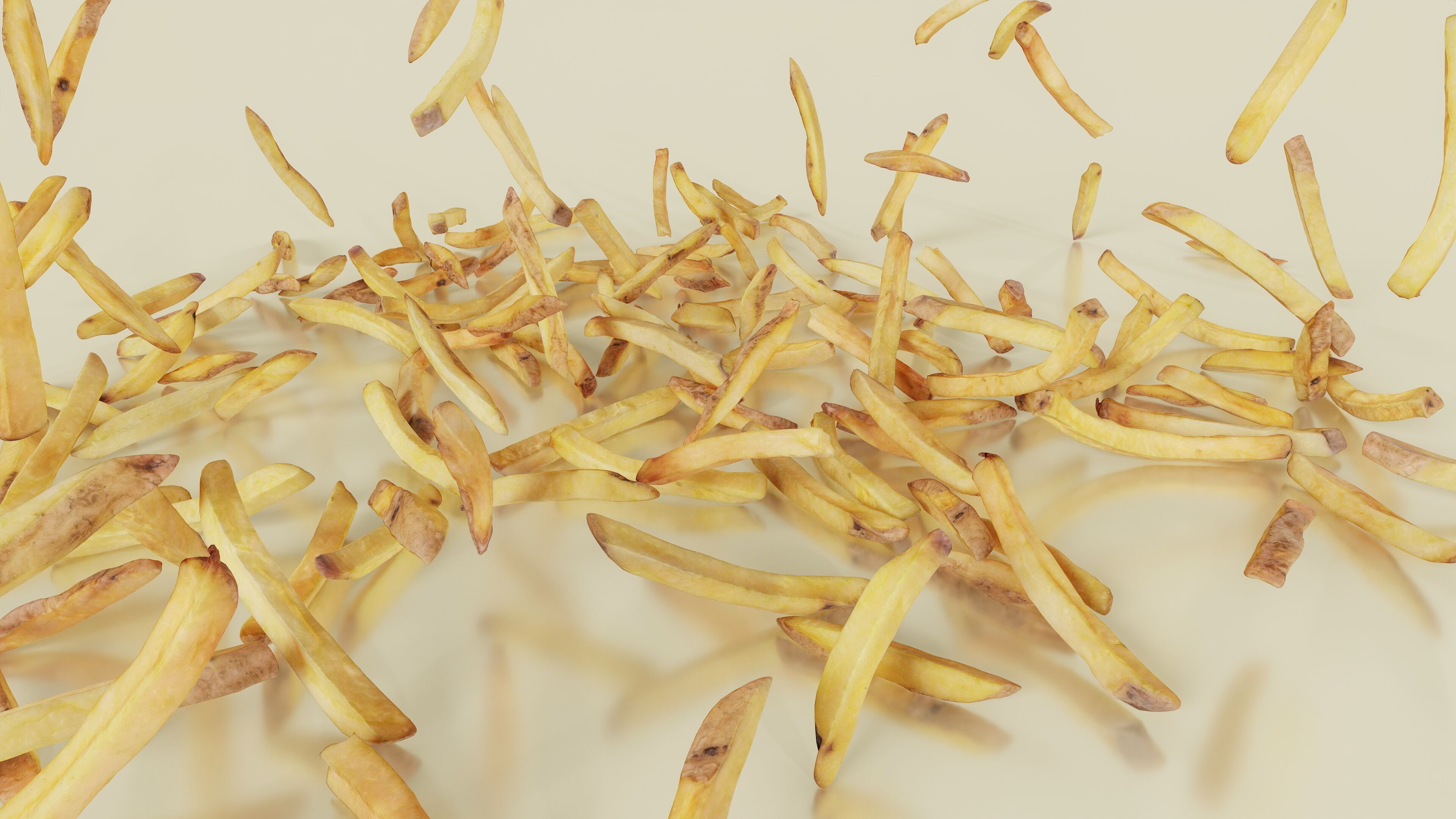 15 Fench Fries Blender Drop Simulation Script included Low-poly 3D model_6