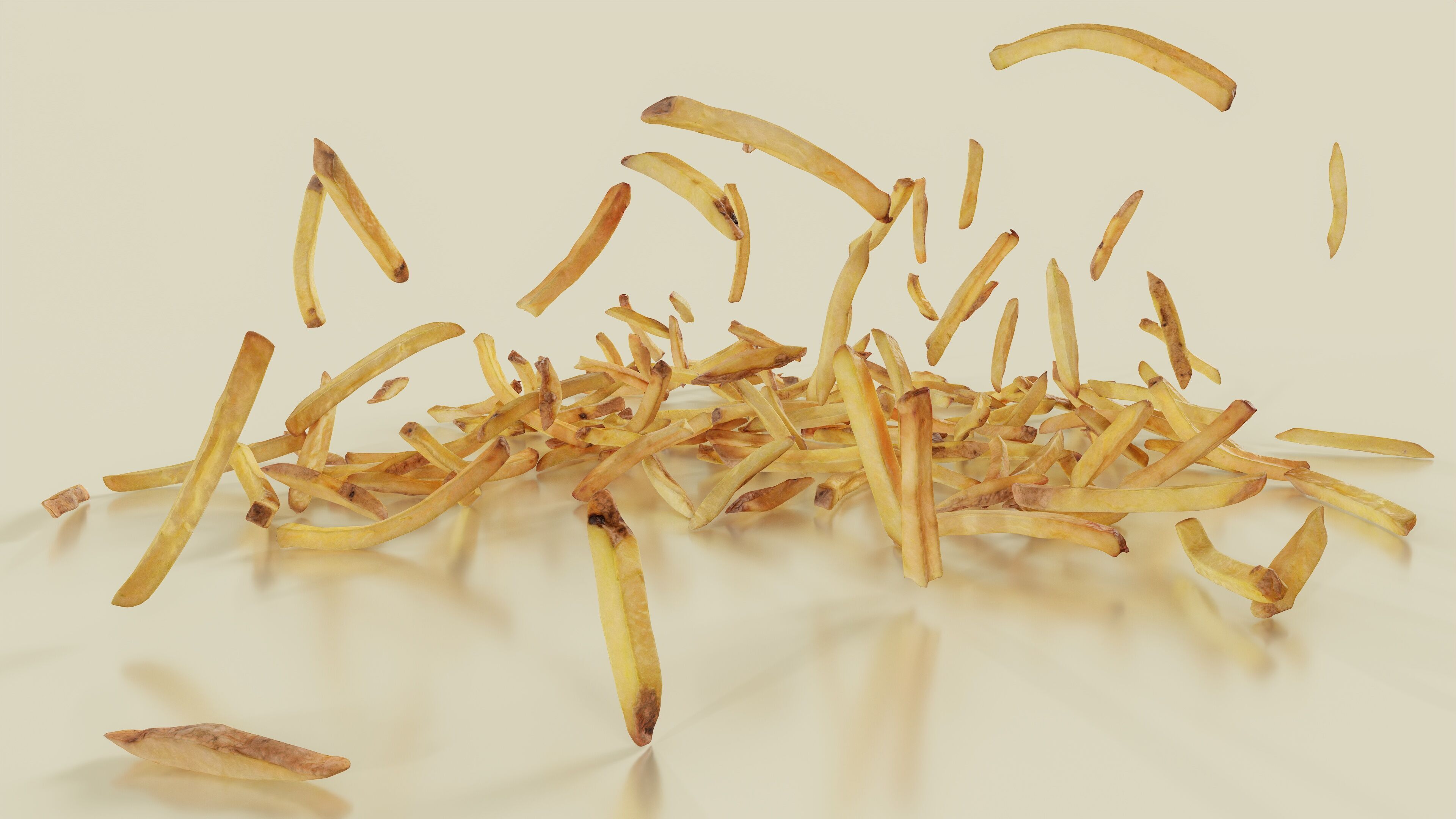 15 Fench Fries Blender Drop Simulation Script included Low-poly 3D model_8