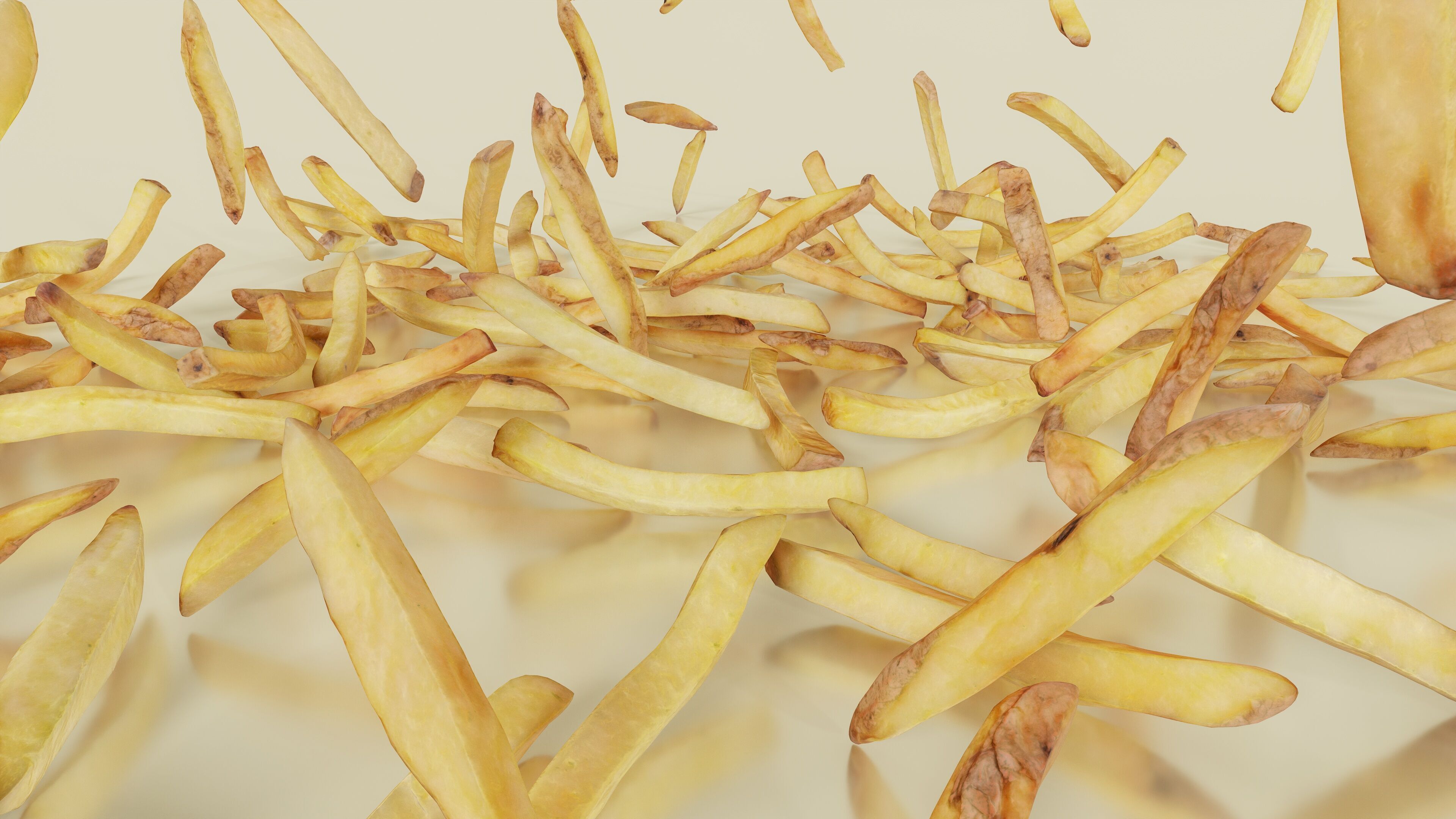 15 Fench Fries Blender Drop Simulation Script included Low-poly 3D model_9