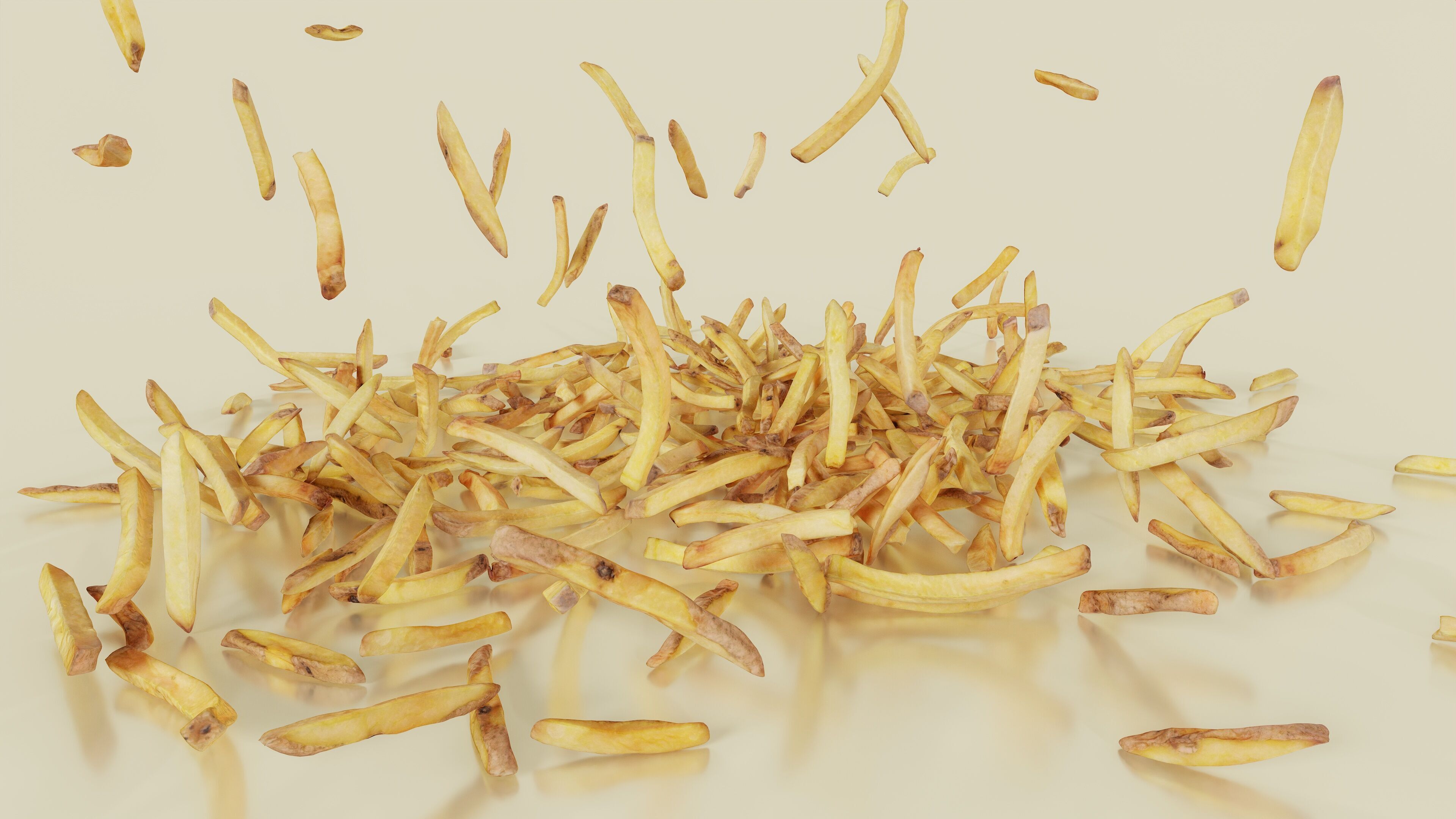 15 Fench Fries Blender Drop Simulation Script included Low-poly 3D model_10