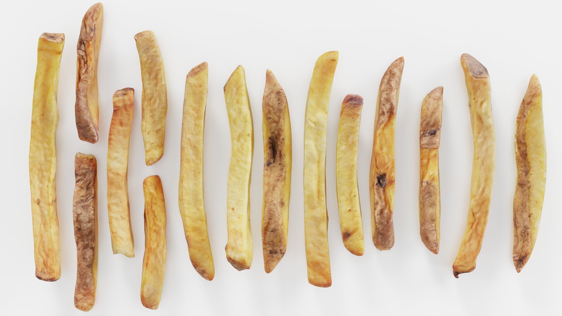 15 Fench Fries Blender Drop Simulation Script included Low-poly 3D model_0