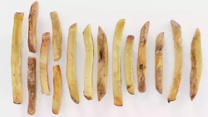 15 Fench Fries Blender Drop Simulation Script included Low-poly 3D model