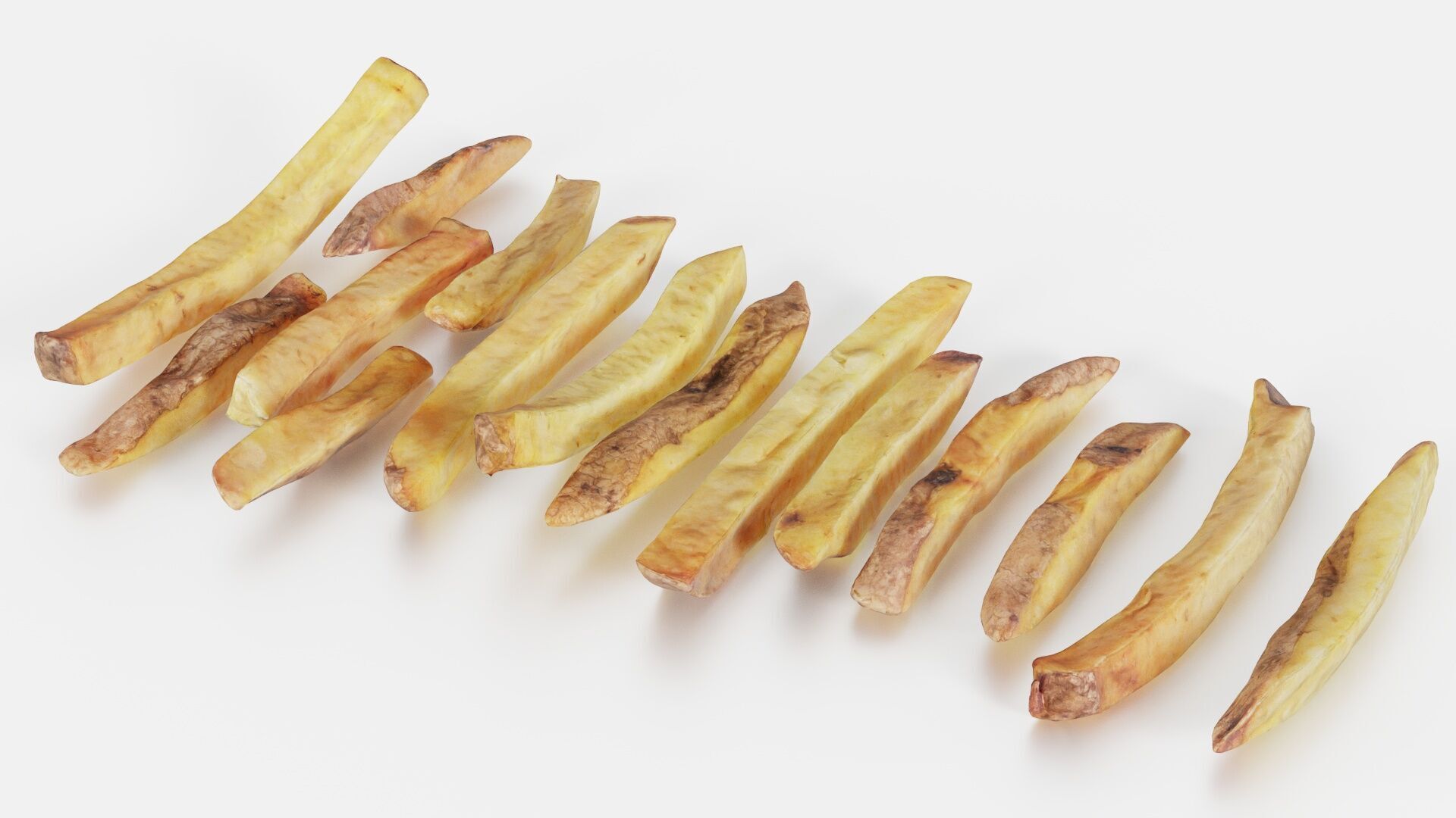 15 Fench Fries Blender Drop Simulation Script included Low-poly 3D model_4