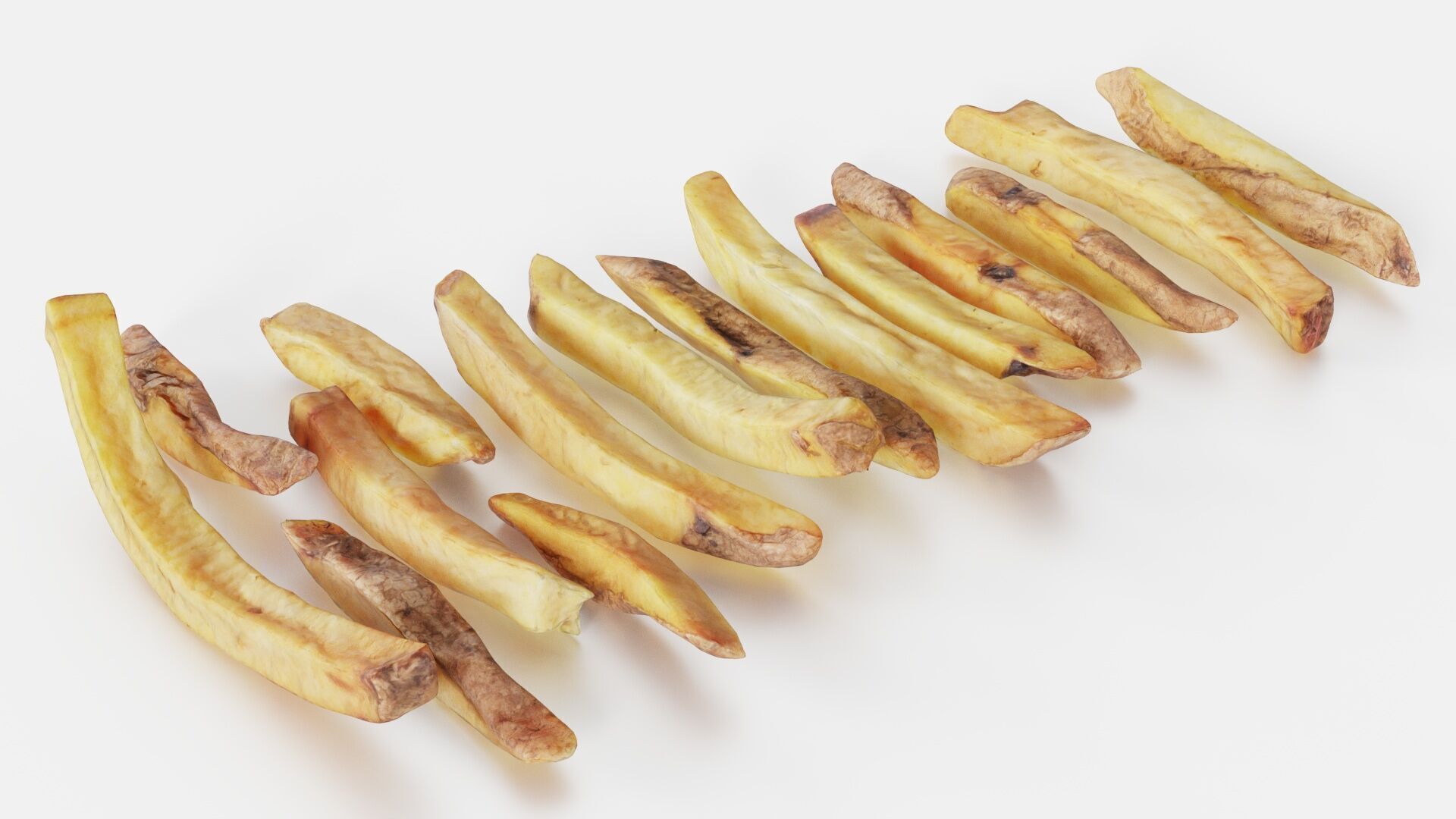 15 Fench Fries Blender Drop Simulation Script included Low-poly 3D model_12