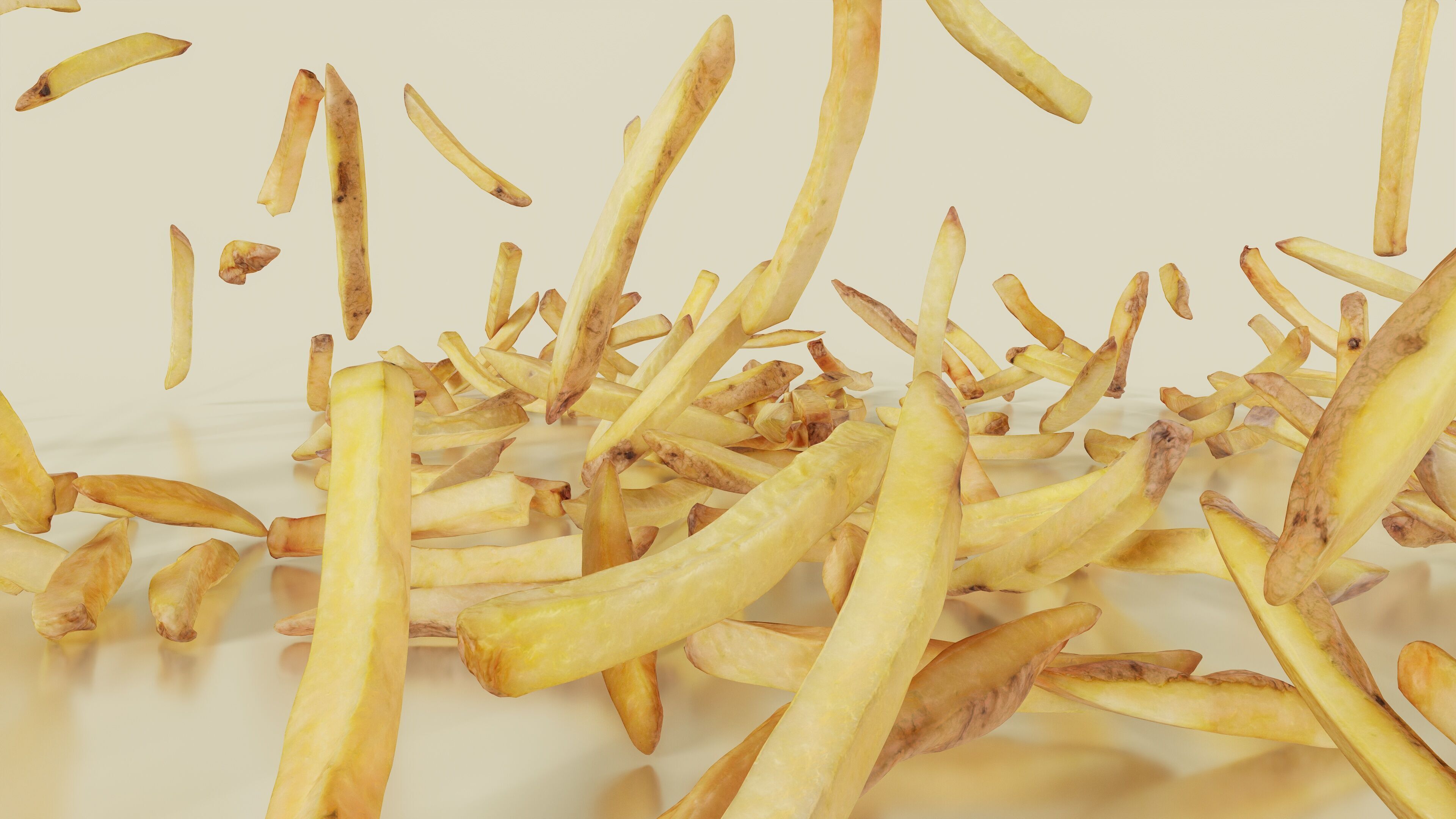 15 Fench Fries Blender Drop Simulation Script included Low-poly 3D model_1