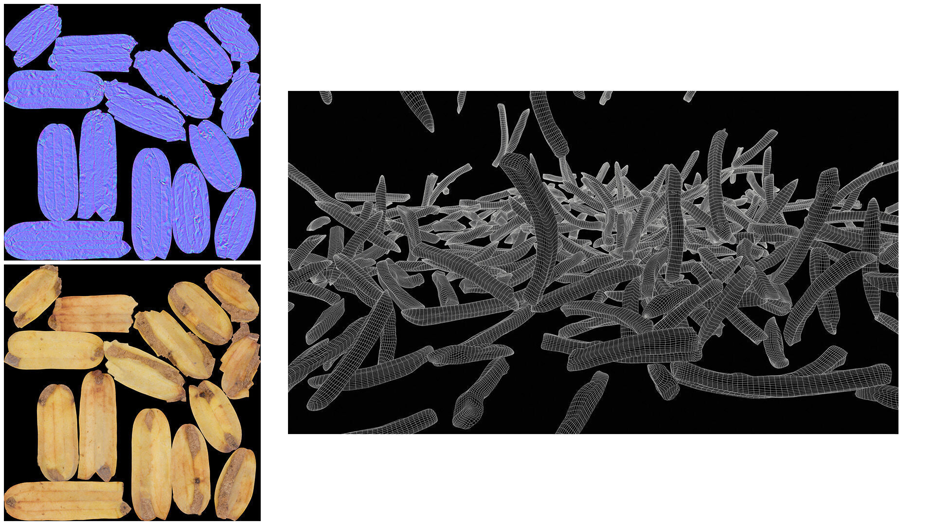 15 Fench Fries Blender Drop Simulation Script included Low-poly 3D model_11