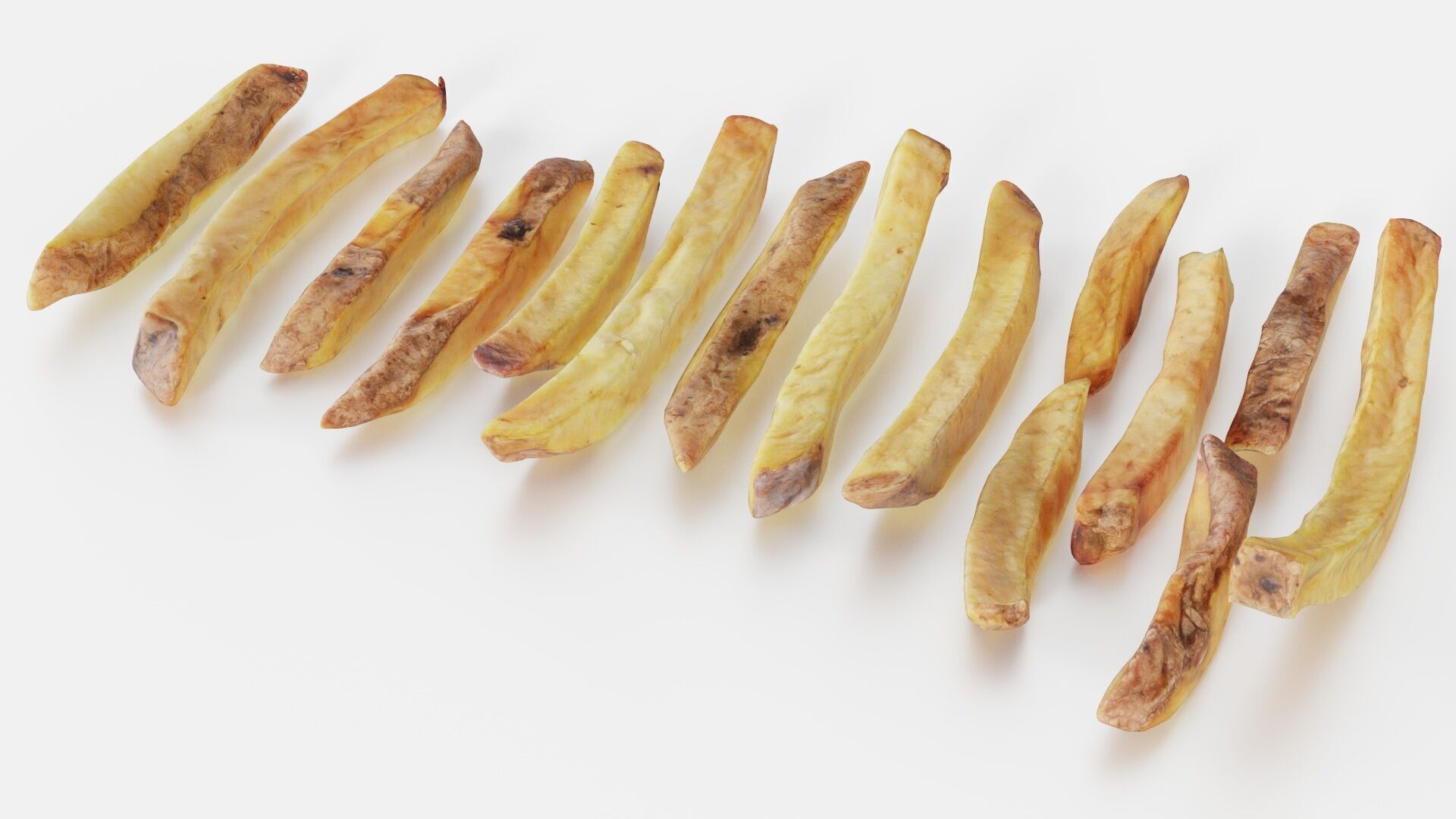 15 Fench Fries Blender Drop Simulation Script included Low-poly 3D model_13