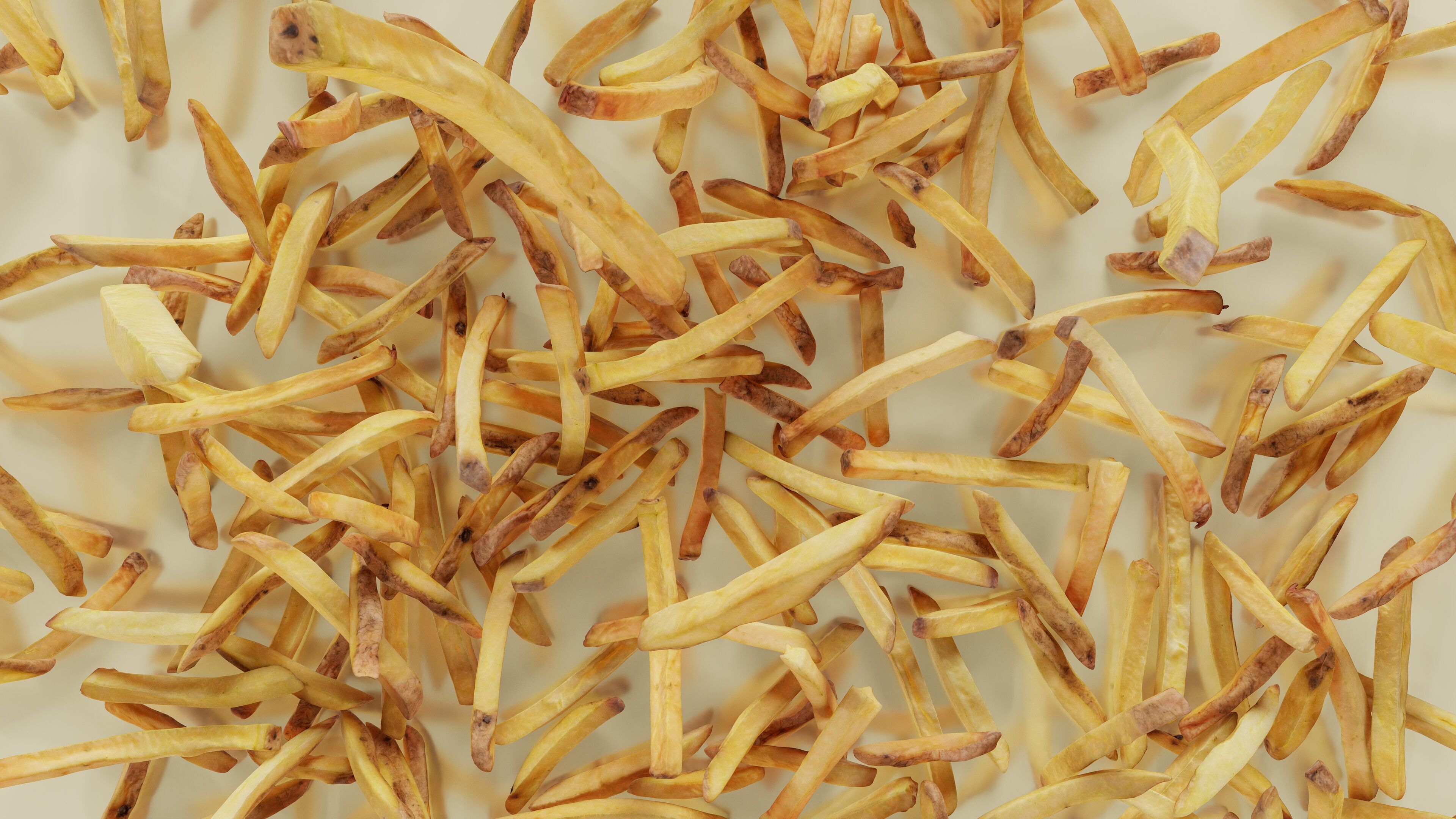 15 Fench Fries Blender Drop Simulation Script included Low-poly 3D model_2