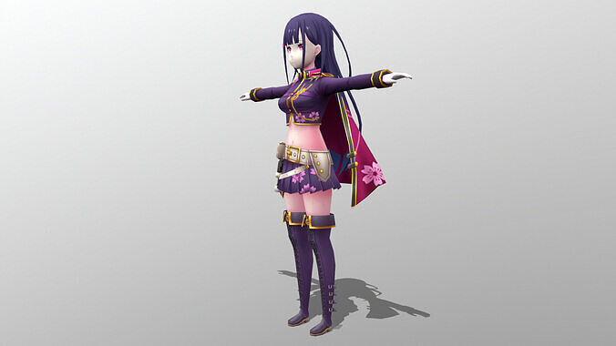 Asuka Taisyopolice 02 Low-poly 3D model
