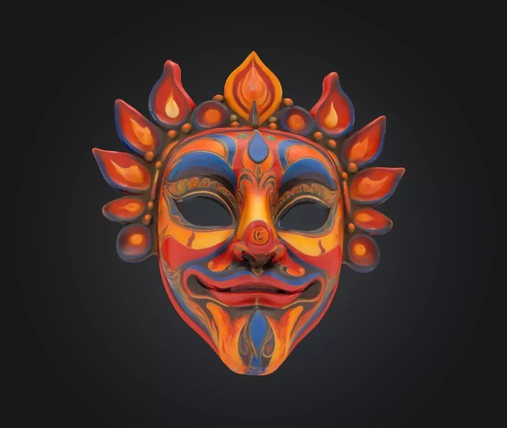Cosplay Indian Face Mask - Prom Indian Embroidered Mask 3D print model_0
