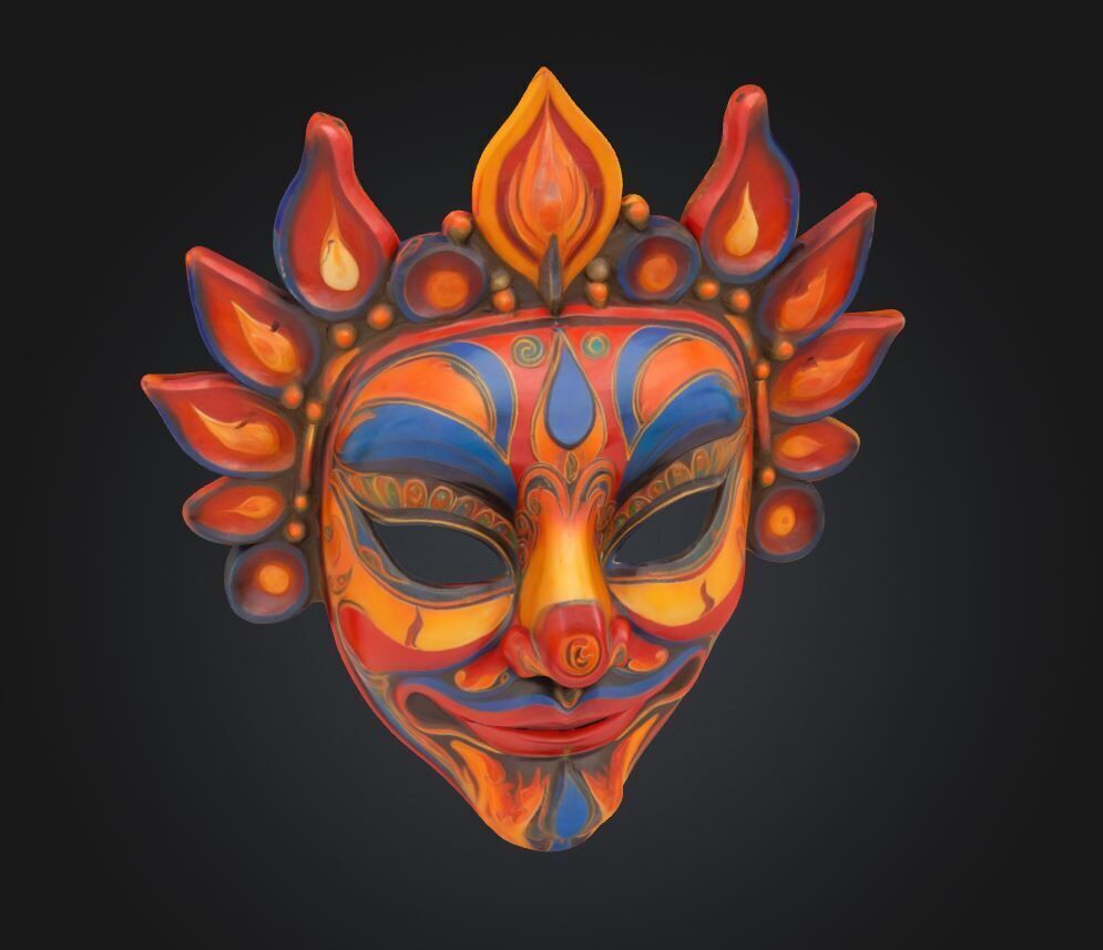 Cosplay Indian Face Mask - Prom Indian Embroidered Mask 3D print model_31