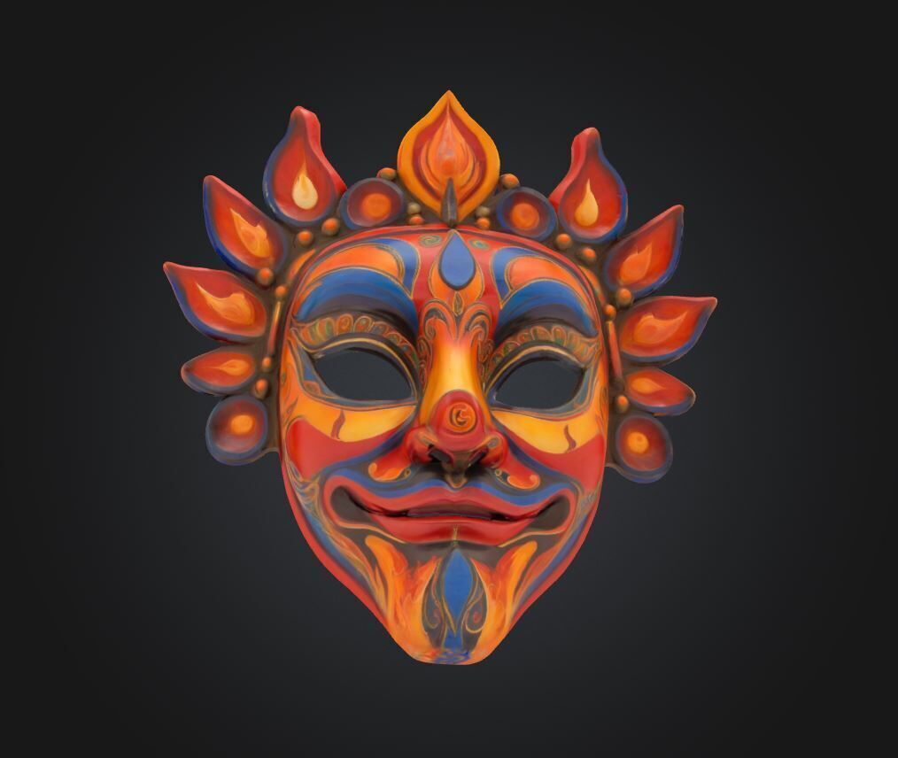 Cosplay Indian Face Mask - Prom Indian Embroidered Mask 3D print model_2