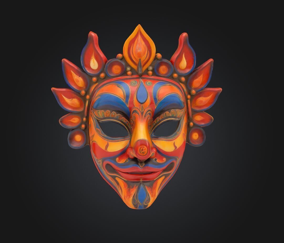 Cosplay Indian Face Mask - Prom Indian Embroidered Mask 3D print model_37