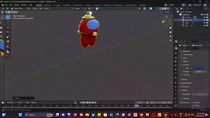 crewmate 3d model detailed  character with accessories