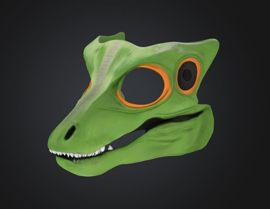 Dinosaur Trex Face Mask - Prom Jurrasic Park Embroidered Mask 3D print model_13