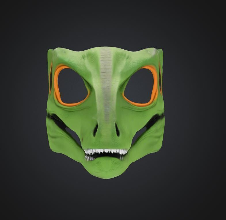 Dinosaur Trex Face Mask - Prom Jurrasic Park Embroidered Mask 3D print model_17