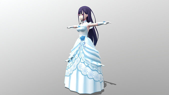 Asuka Wedding 01 Low-poly 3D model