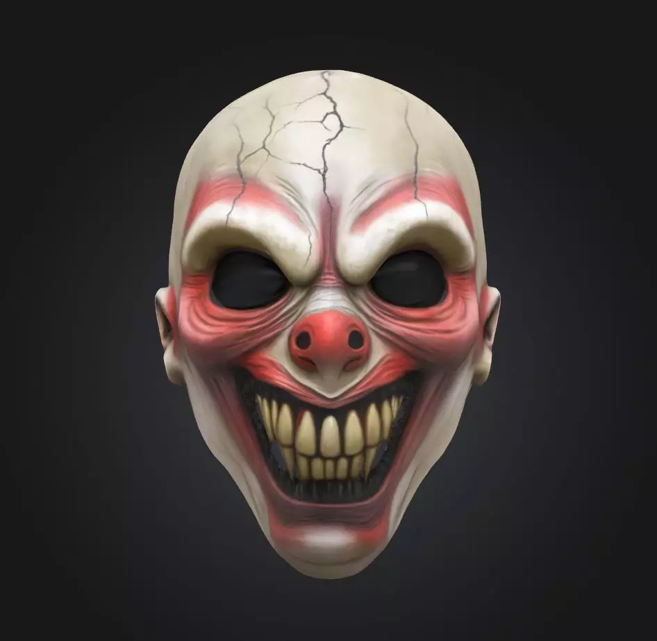 Horror Clown Face Mask - Prom Wolf Embroidered Mask 3D print model_0