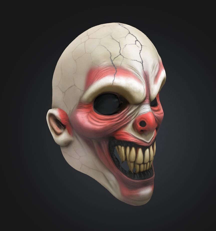 Horror Clown Face Mask - Prom Wolf Embroidered Mask 3D print model_39