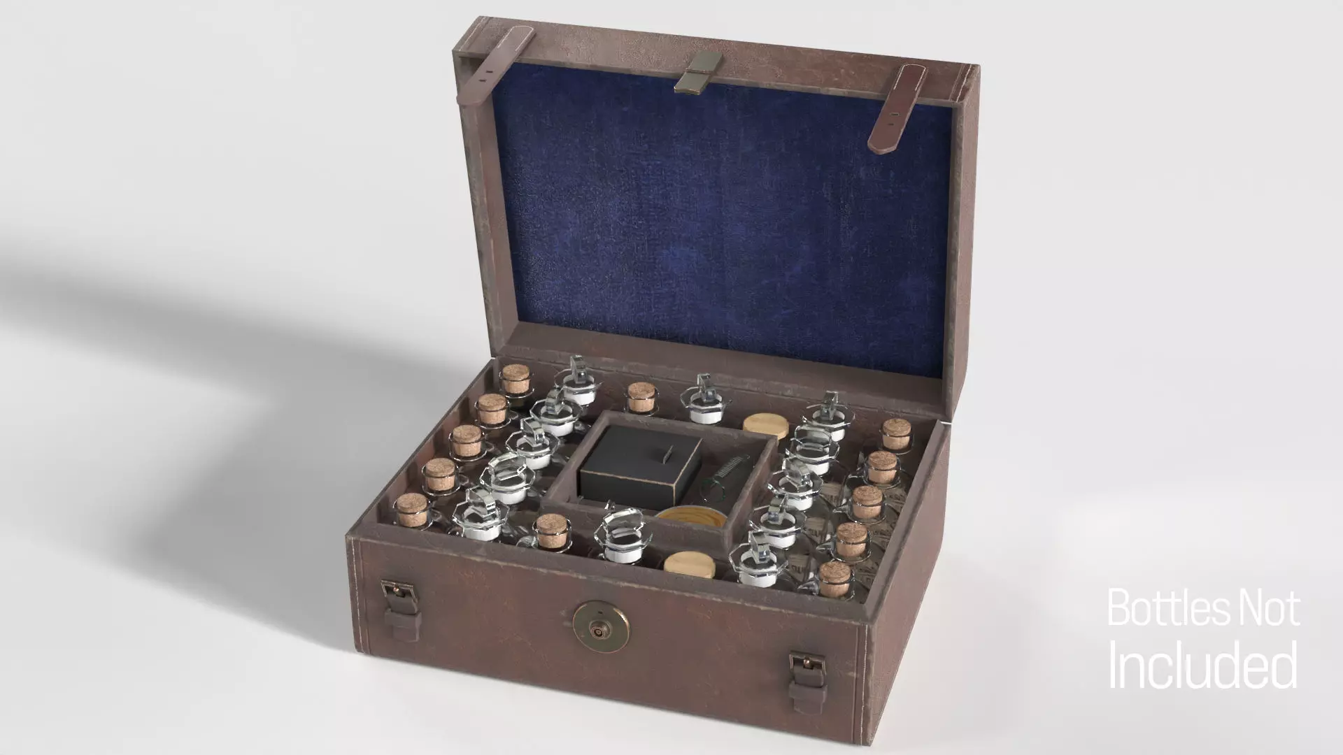 Old Apothecary Case with Bottles 3D Model Collection_0