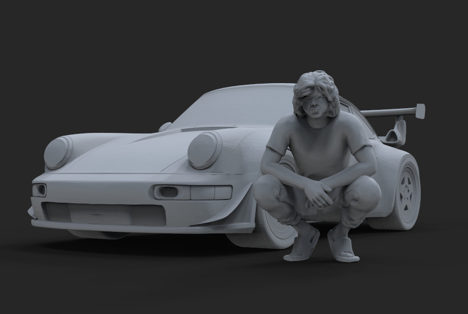 Akira agachado 3D print model_3