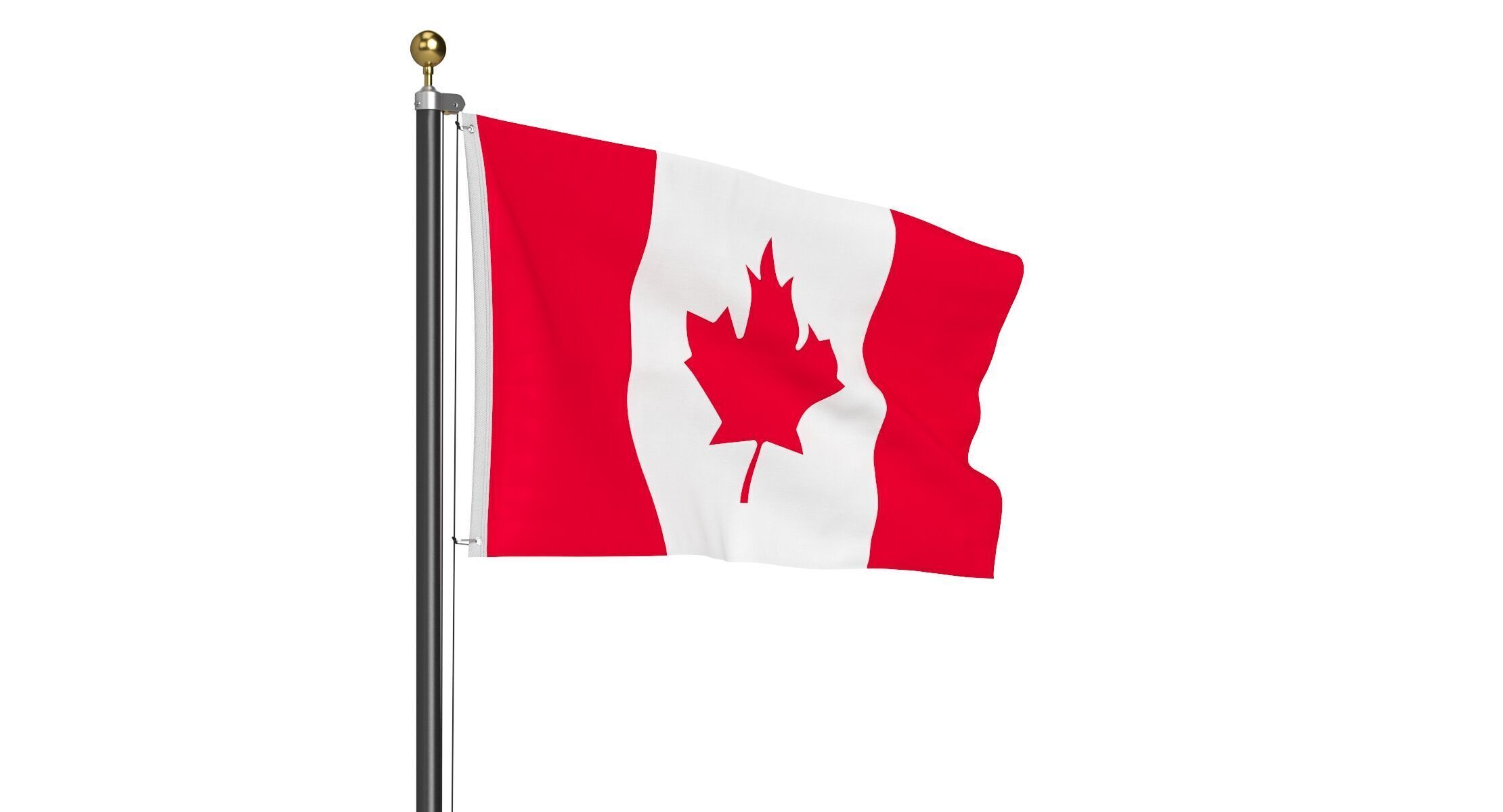 Canada Flag High Flagpole 3D model_8