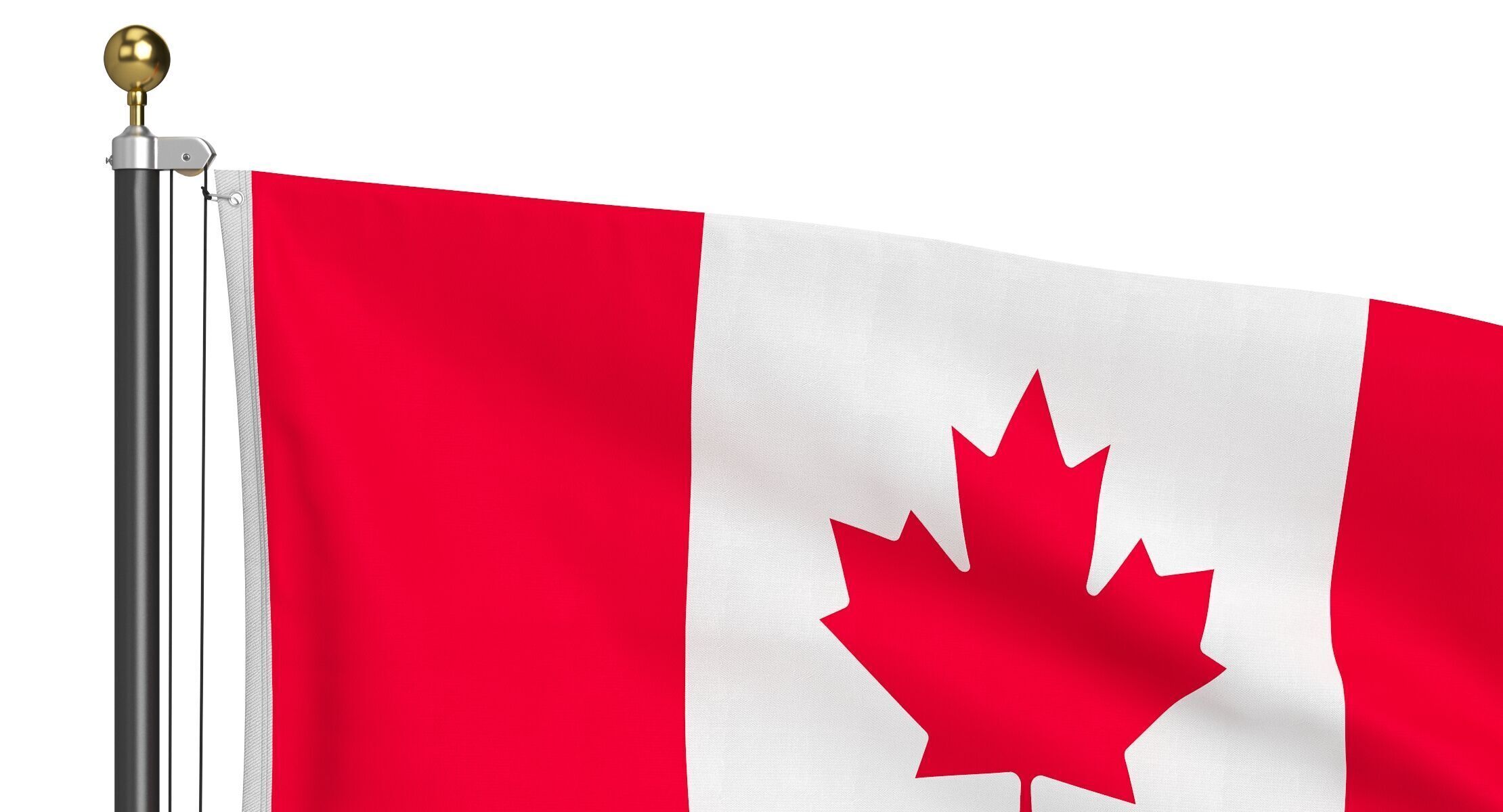 Canada Flag High Flagpole 3D model_4