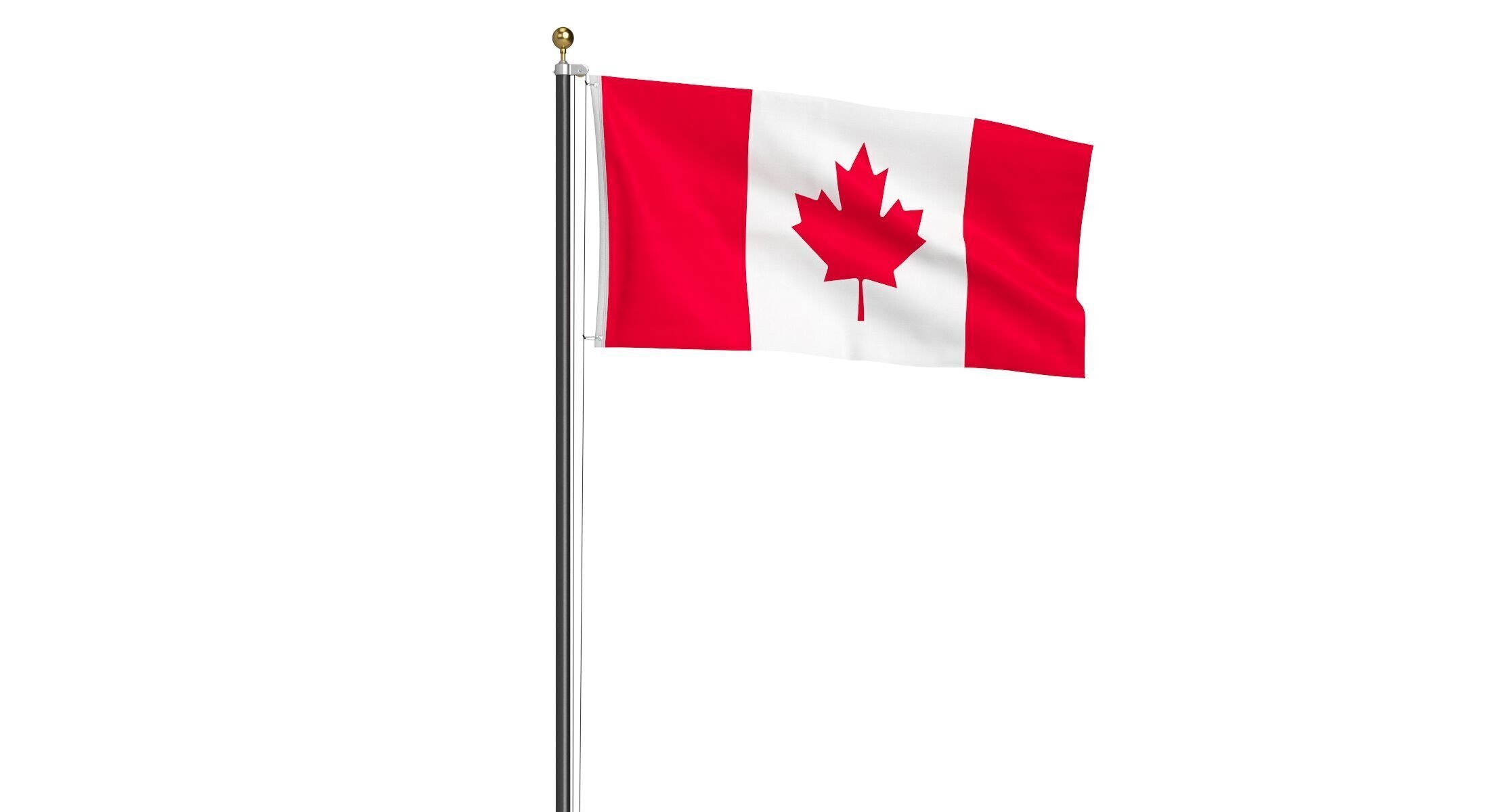Canada Flag High Flagpole 3D model_2