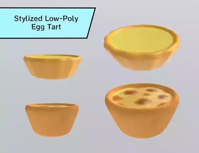 Stylized Low-Poly Egg Tart Pack