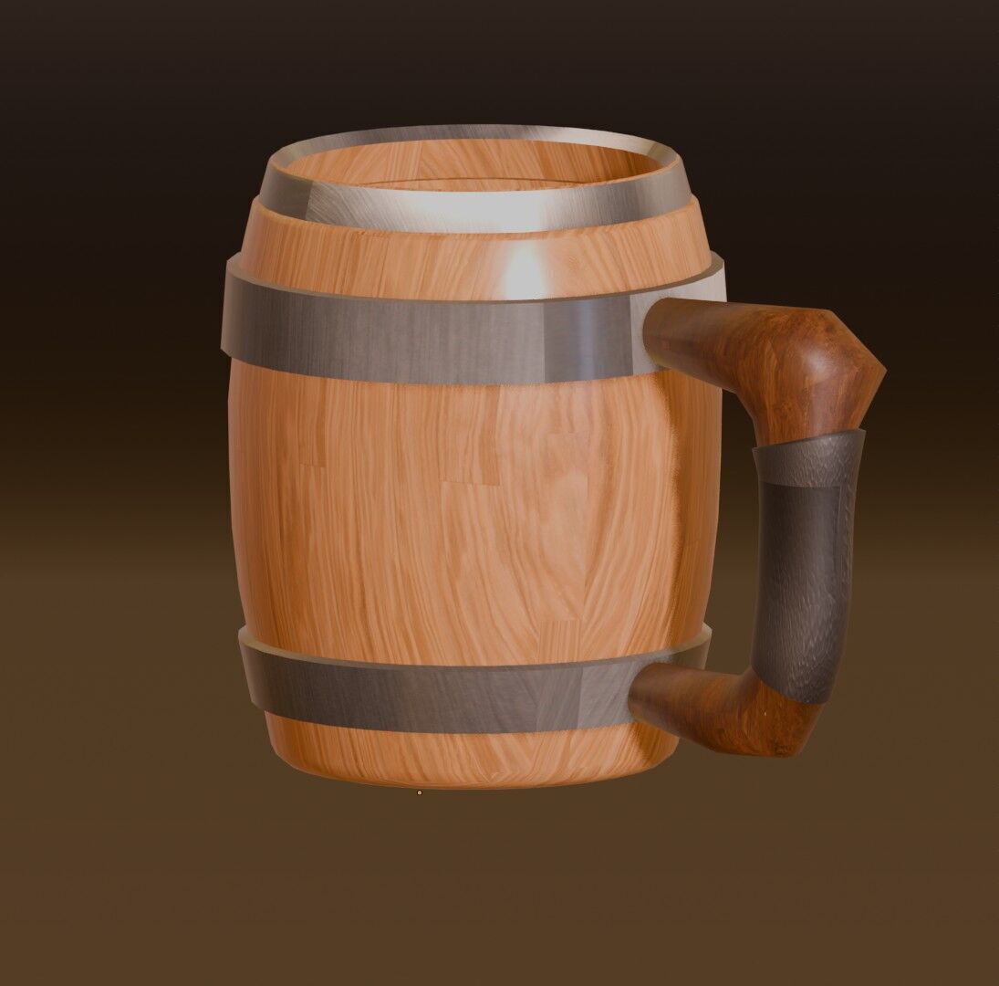 Wooden Glass Low-poly 3D model_1