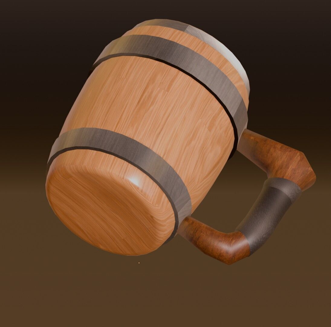 Wooden Glass Low-poly 3D model_3