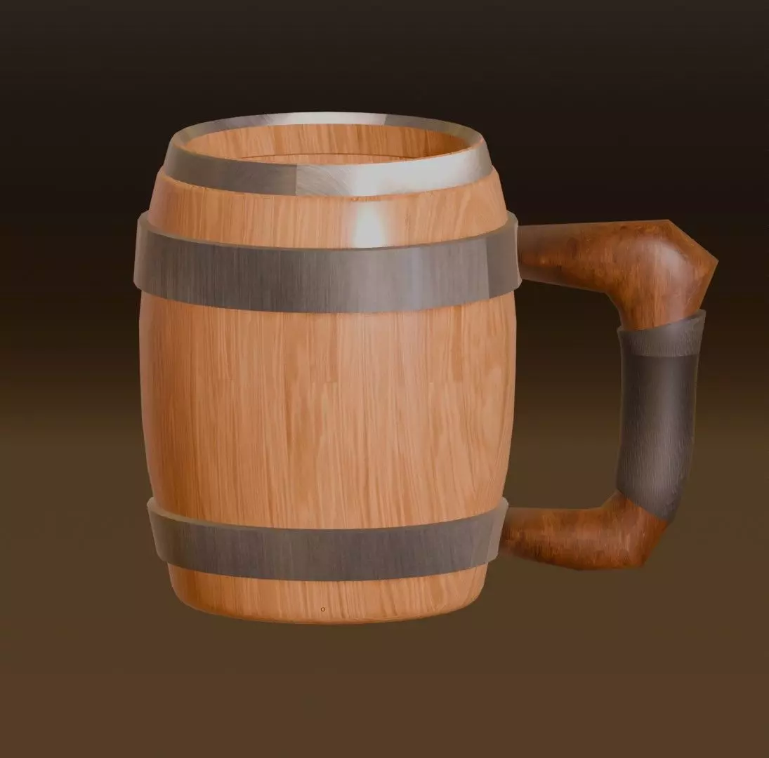 Wooden Glass Low-poly 3D model_0