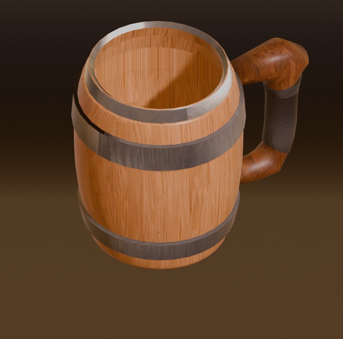 Wooden Glass Low-poly 3D model_2