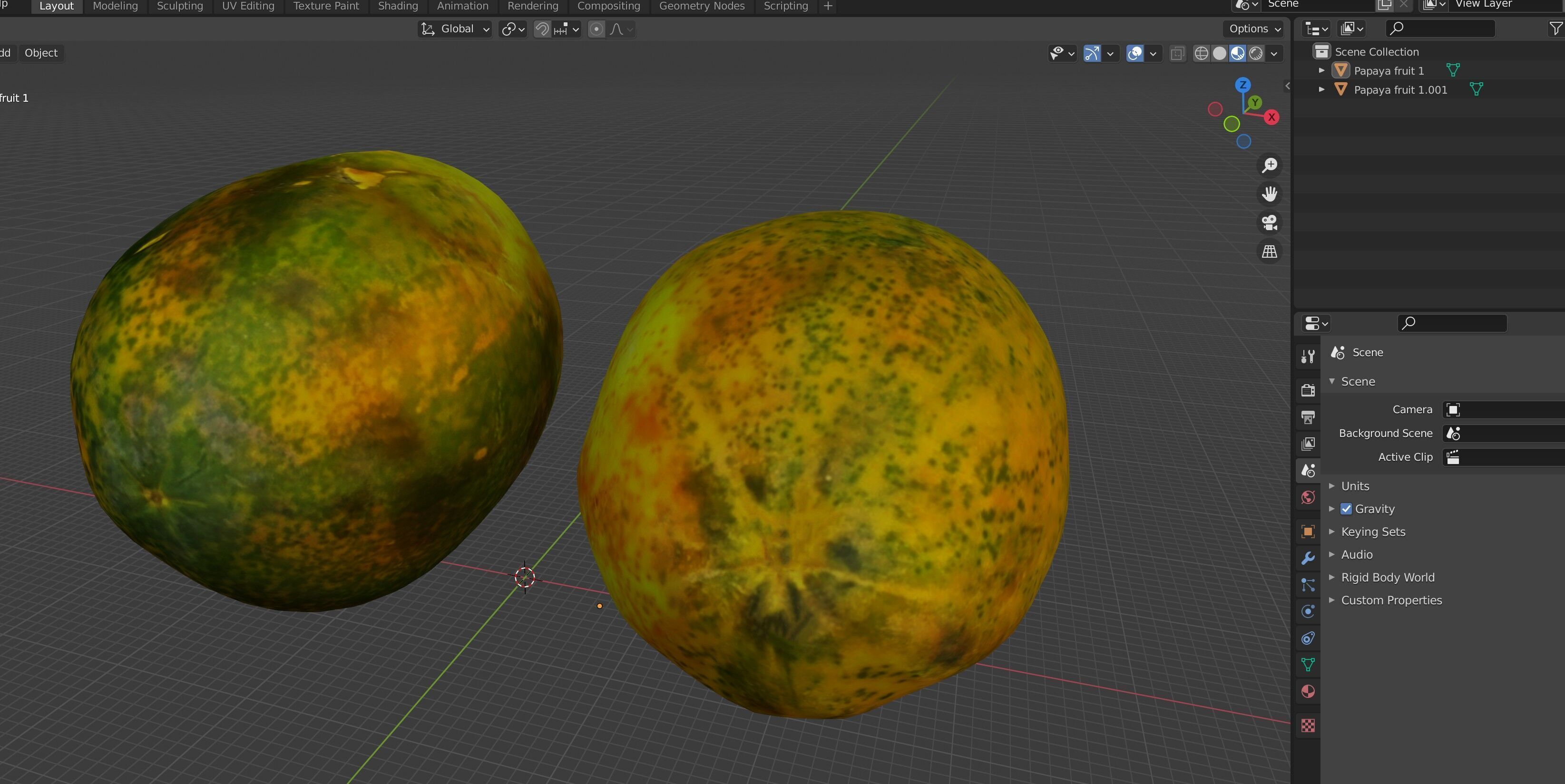 Papaya fruits Low-poly 3D model_19