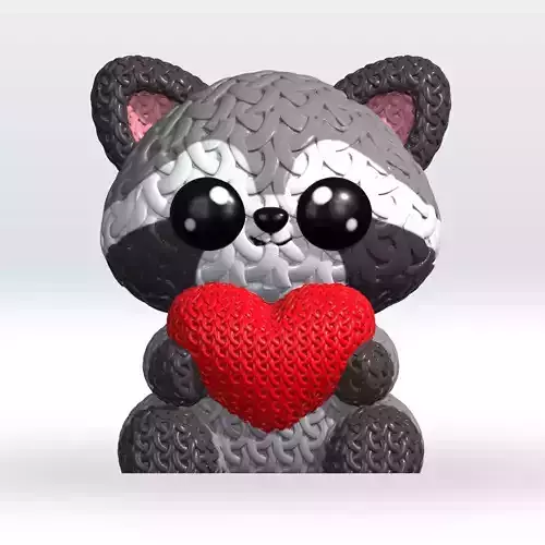 Knitted Racoon Multicolor 3D Model STL file Cute Knitted 3D print model