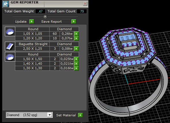 Baguette Diamond Ring 3d model printable 3D print model 3D print model_9
